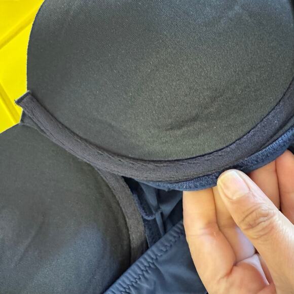 Garnet Hill Ruched Swim Dress Size 16 Navy Blue Padded Underwired Resortwear - Picture 5 of 10